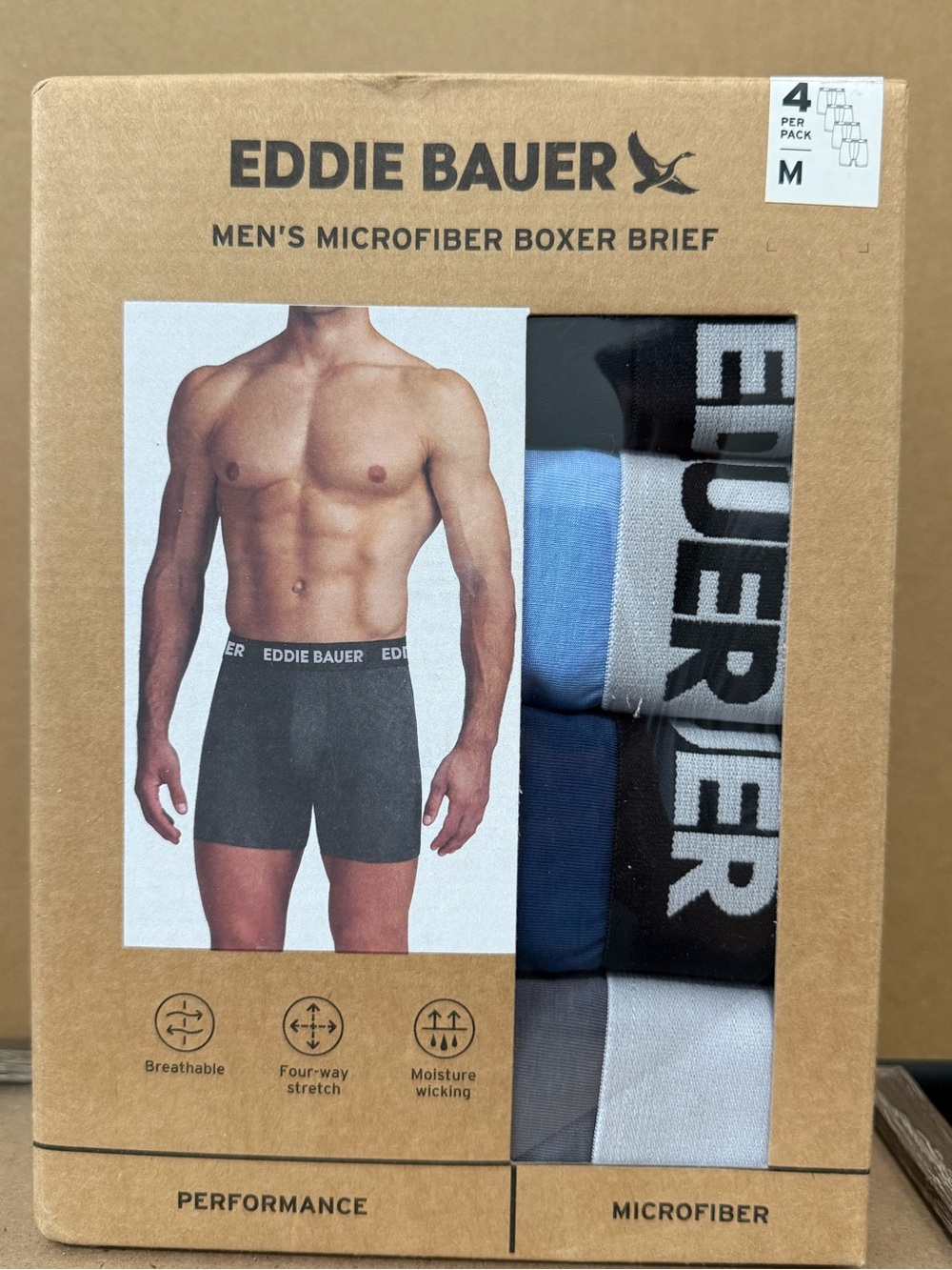 Eddie Bauer Men's Microfiber Boxer Briefs - Black, Blue, Gray